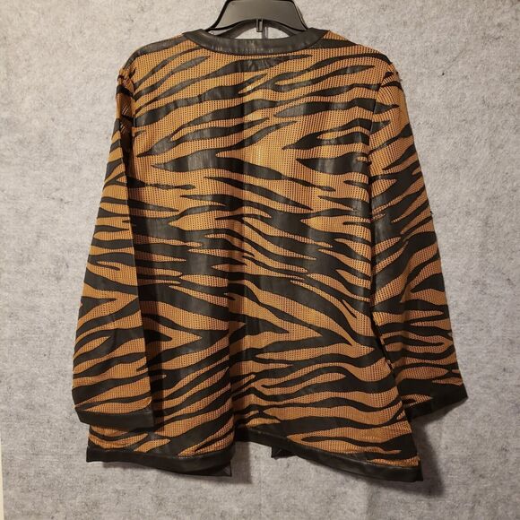 CHICOS Travelers Mesh Jacket Women's XL  Faux Leather Animal Print $149.99 NWT - Picture 2 of 14